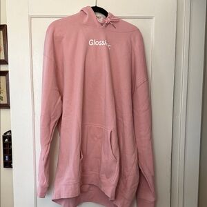 XXXtra Large XXXL Glossier Original Pink Hoodie Oversized Sweatshirt with Hood